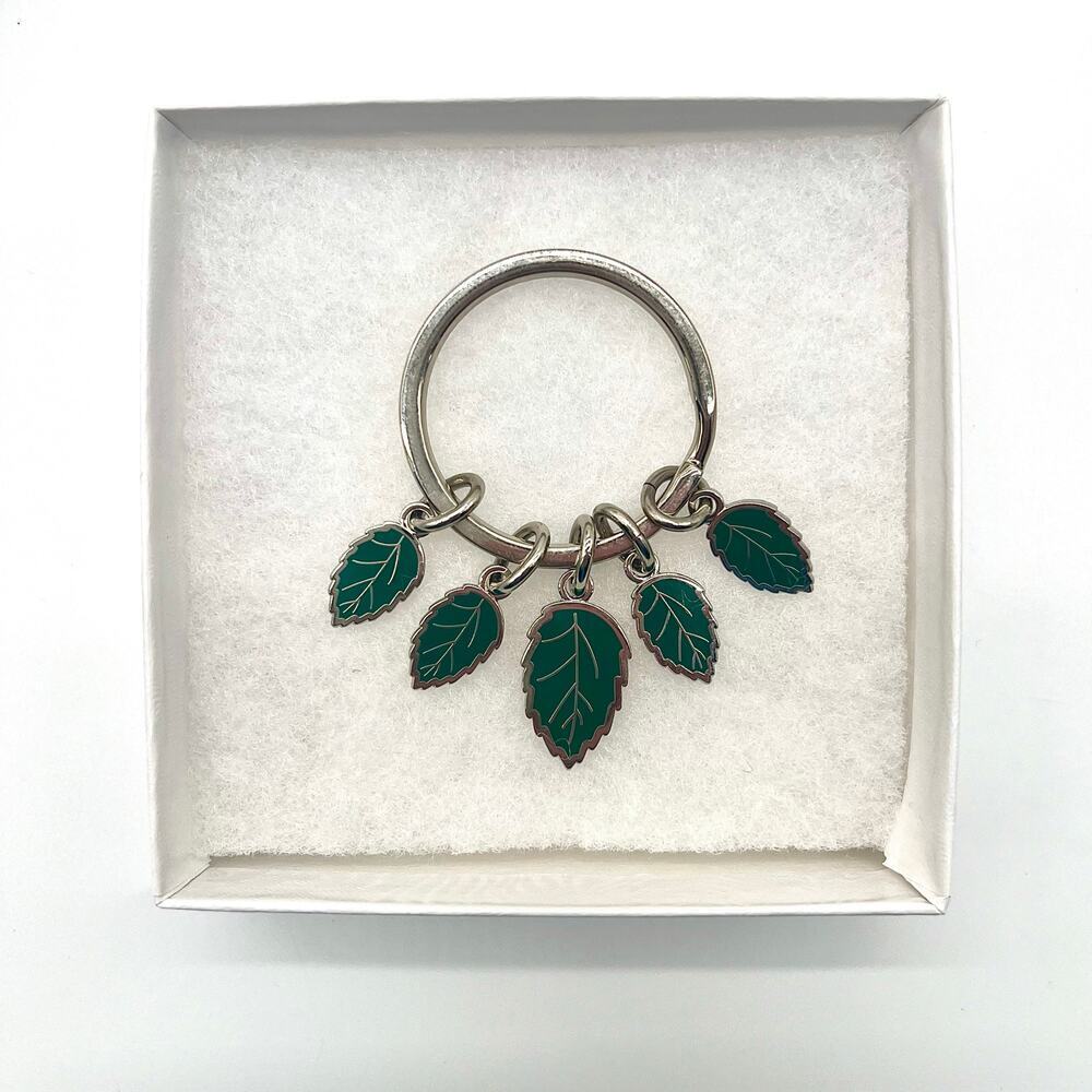 COACH Bag Charm Key Chain NWOT, Tropical Green Palm Leaves